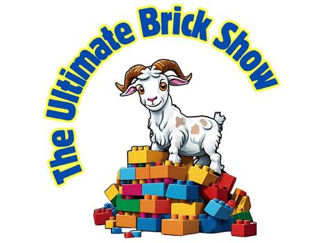 A goat stands on LEGO bricks.