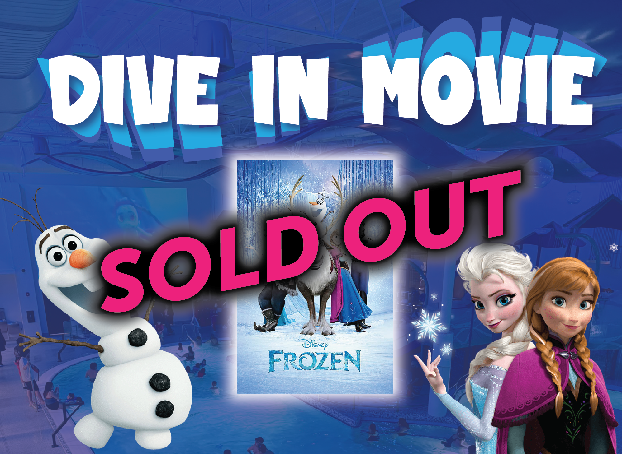 Dive In Movie Frozen with characters Anna, Elsa, Olof, Sven and Kristoff